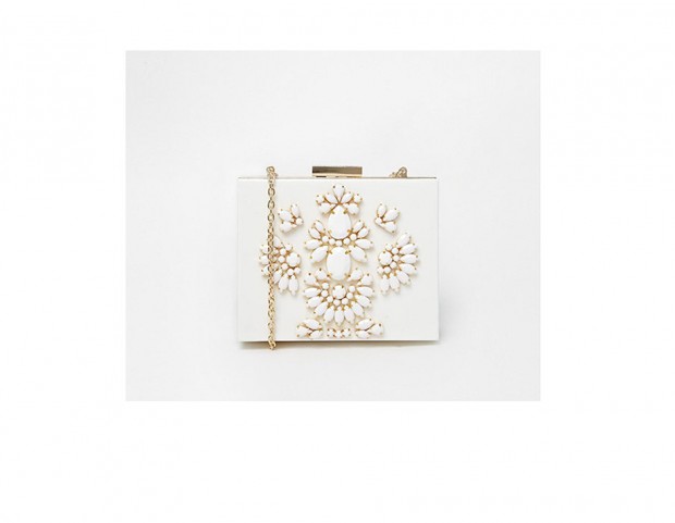Clutch bianca con applique