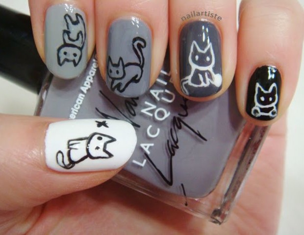 Gattini stilizzati per la manicure gradient