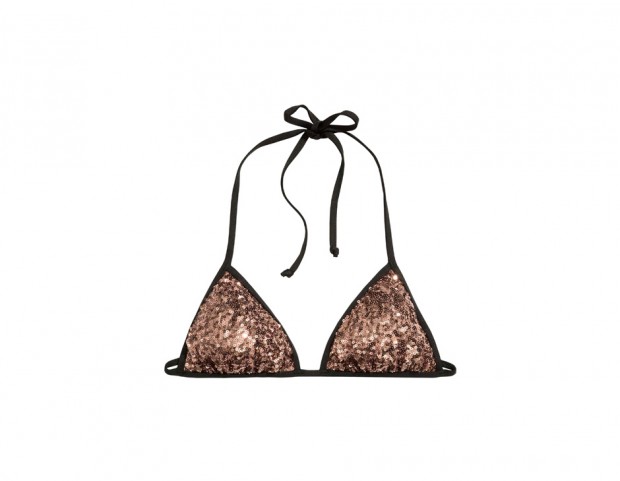 Top bikini foderato e rivestito di paillettes