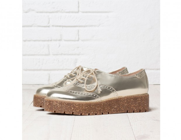 Stringate flatform in pelle metallizzata