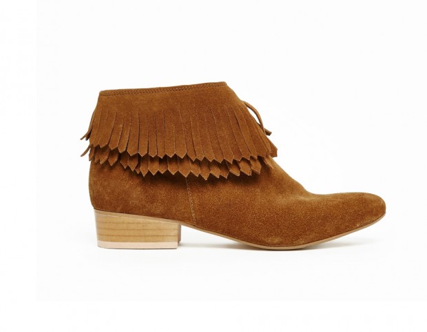 Stivaletto in suede con frange