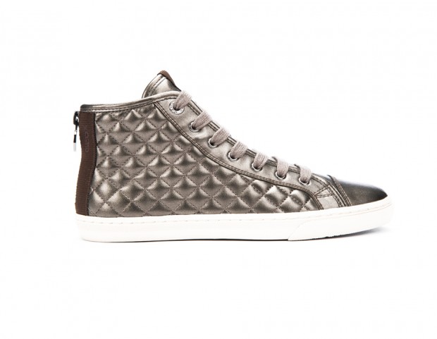 Sneakers matelassè in pelle metallizzata