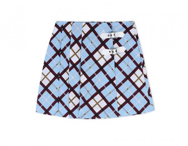 Mini gonna a fantasia tartan e fibbie