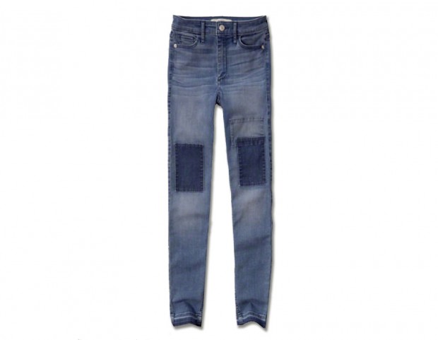 Skinny  a vita alta con toppe applicate