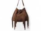 Boho-chic, in suede marrone con frange