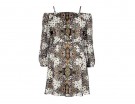 Mini abito off shoulders a stampa