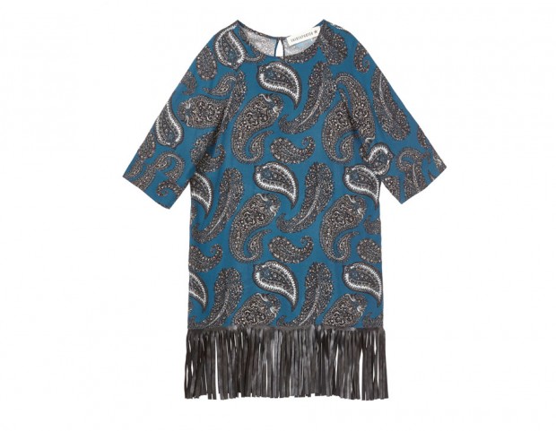 Blusa oversize con stampa paisley e frangette