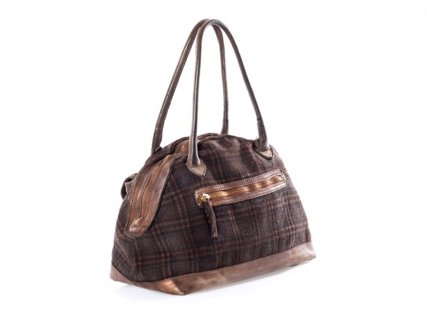 Maxi borsa in lana e pelle