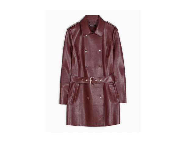 Trench burgundy effetto pelle