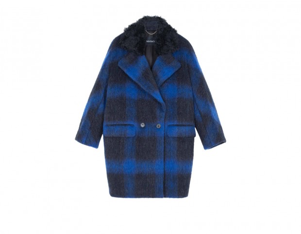 Cappotto check misto mohair e alpaca bouclé