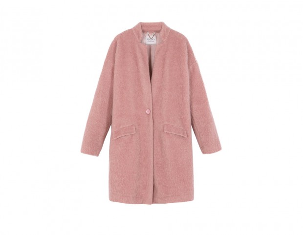Cappotto rosa in misto mohair