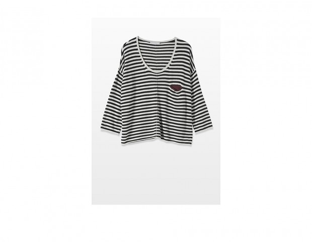 Maglia a righe con taschino a contrasto