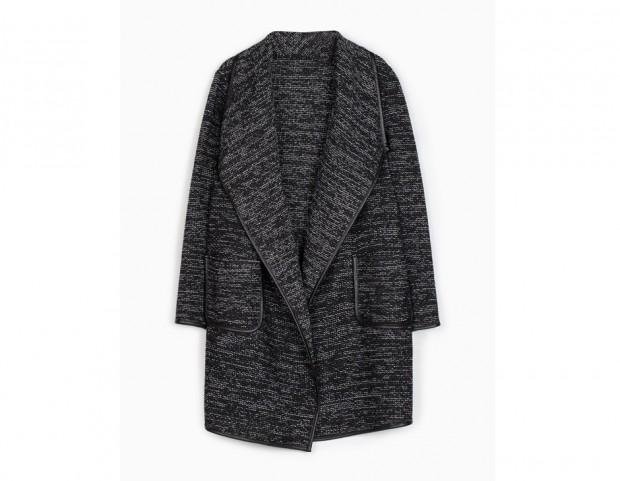 Cappotto oversize con dettagli in pelle