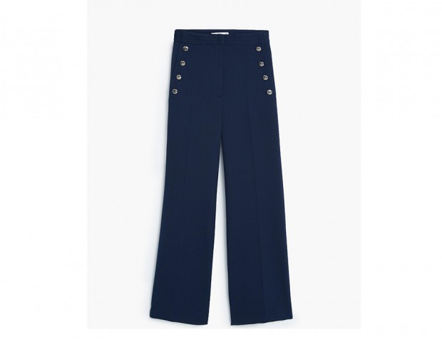 Pantaloni flare con bottoni dorati