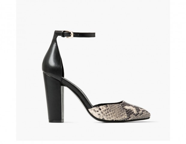 Con tacco in pelle e punta fake snake