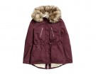 Ampio, color burgundy, con collo in ecopelliccia