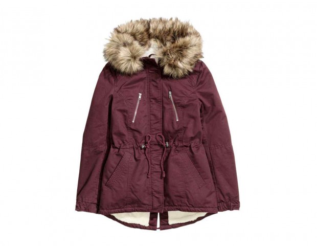 Ampio, color burgundy, con collo in ecopelliccia