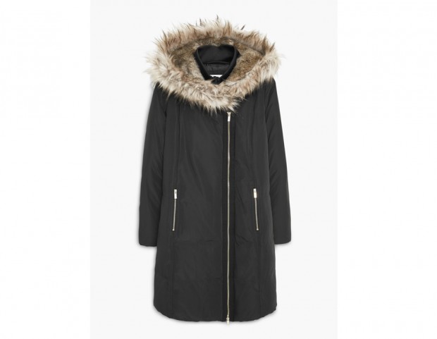 Lineare con zip e collo in ecopelliccia
