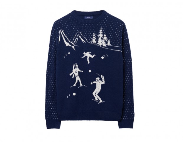 Maglione jacquard con disegni a contrasto