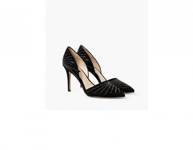 Décolleté in suede con cristalli