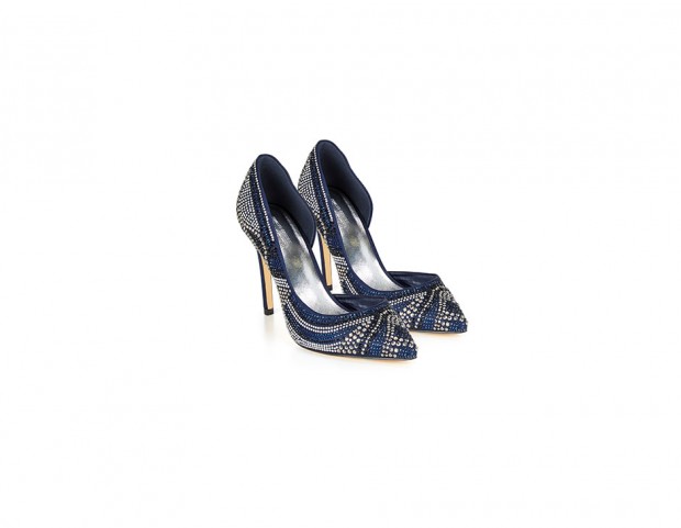 Pumps blu con cristalli