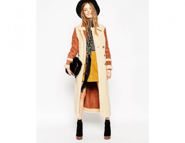 Cappotto lungo in montone sintetico