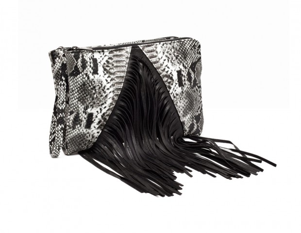 In pelle fake snake e frange