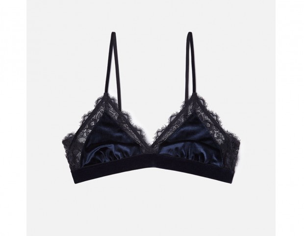 Reggiseno morbido a triangolo con pizzo e seta