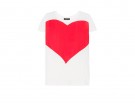T-shirt di cotone con cuore rosso stampato