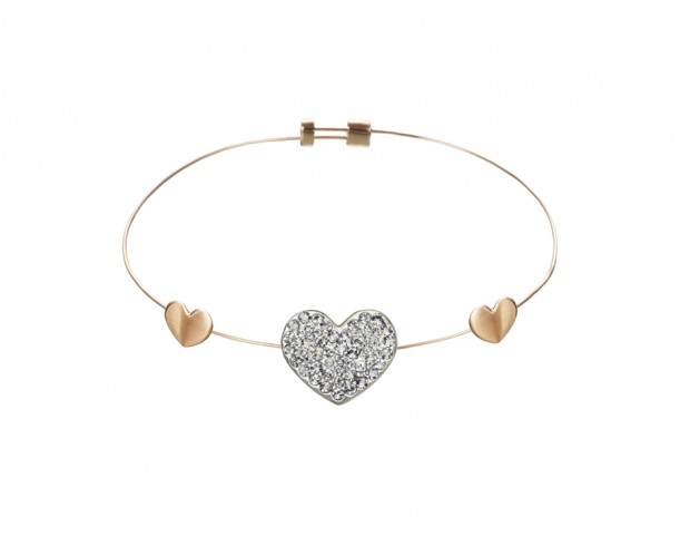 Bracciale con charm argento e oro a cuore