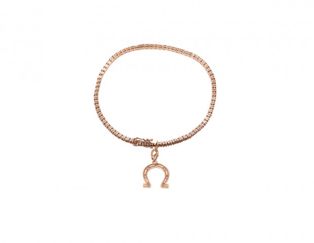 Bracciale finiture oro rosa e charm a ferro di cavallo