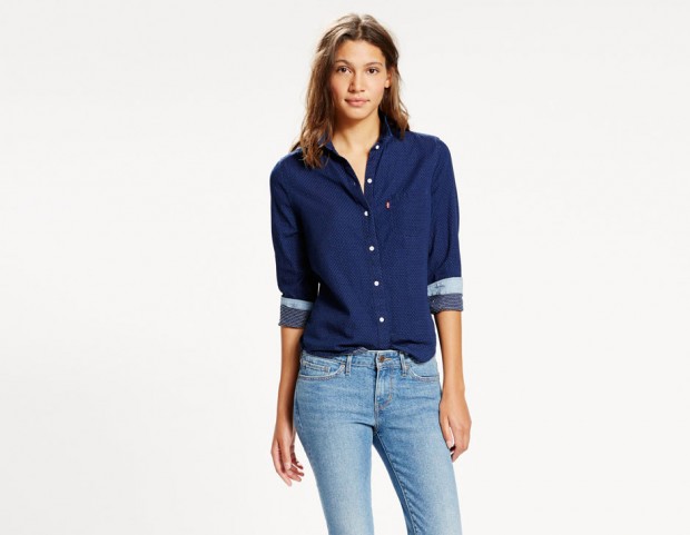 In denim con micro pois