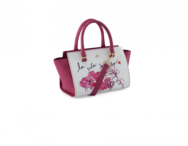 Tote-bag con scritta e stampa a fiori