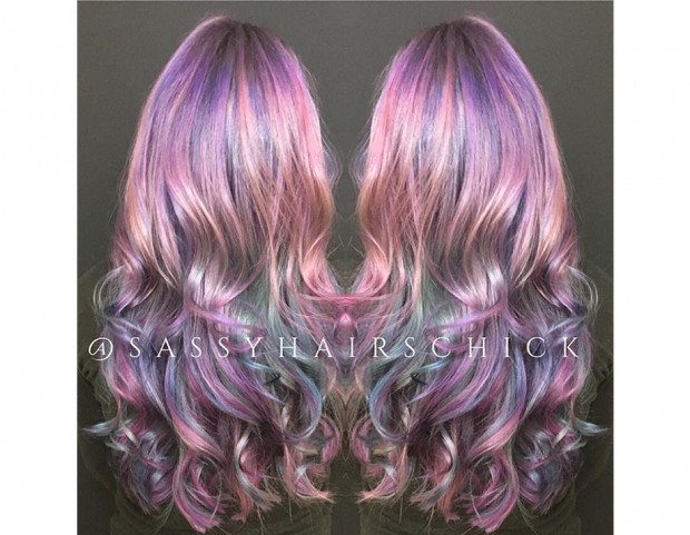 Tre colori in gradazione con tecnica mermicorn hair