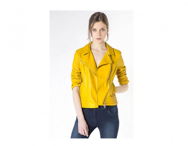 Chiodo in pelle con zip