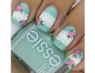 Piccole roselline e merletti su base color Tiffany
