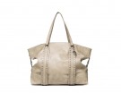 Maxi shopper in eco-pelle con borchie