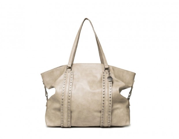 Maxi shopper in eco-pelle con borchie