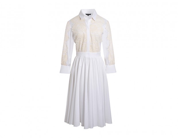 Abito midi con inserti in pizzo