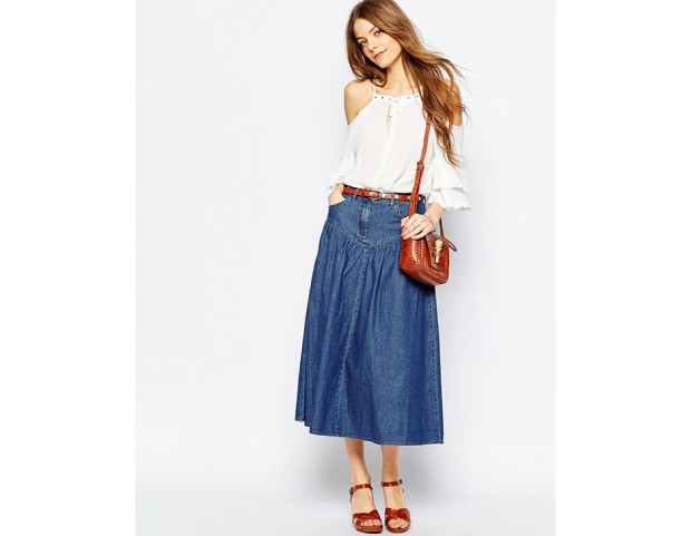 Gonna midi in denim