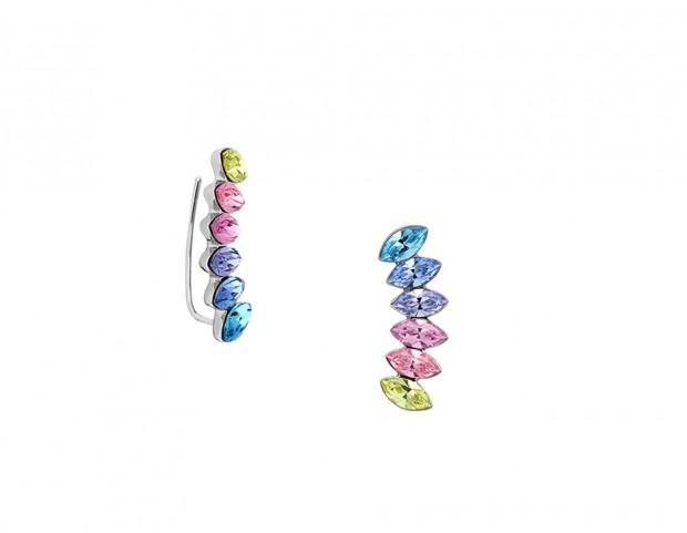 Orecchini “ear-climber” con cristalli Swarovski colorati