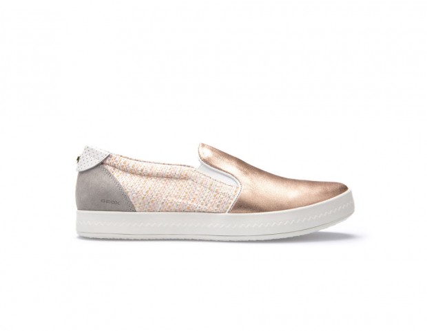 In pelle metal e tessuto effetto tweed