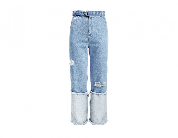 Jeans con cintura e inserto in denim chiaro