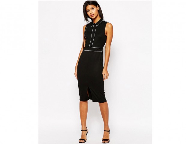 Vestito longuette con bordini a contrasto