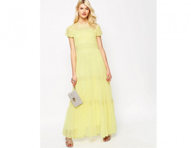 Longdress in chiffon e pizzo