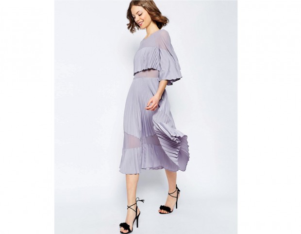 Vestito midi con top corto a pieghe