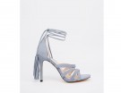 Sandali a listini in suede azzurro