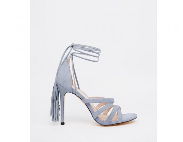 Sandali a listini in suede azzurro