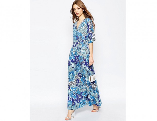 Vestito lungo con maniche a kimono