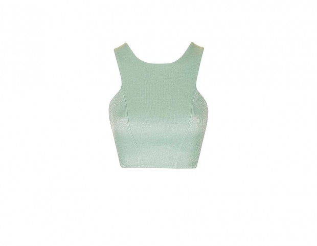 Top verde in tessuto metallizzato